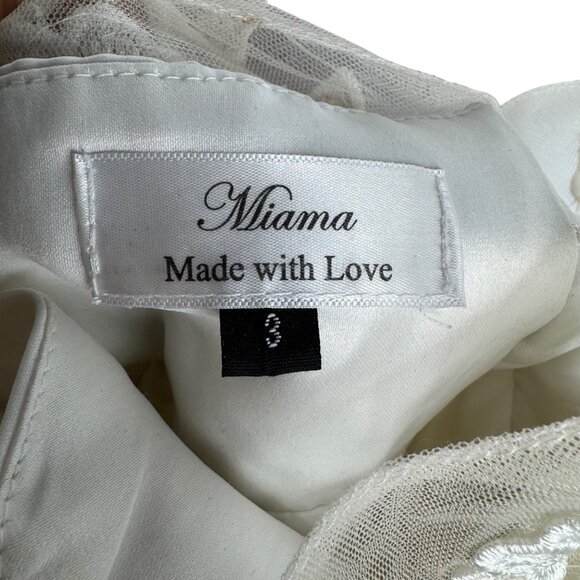 Miama Girls Baptism Dress Tulle Ivory Floral Embroidery With Satin Belt Size 3‎ - Picture 4 of 11